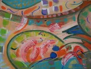 Assiette : peinture acrylique sur toile 61 cm x 46 cm