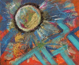 Comète: peinture abstraite sur toile 46 cm x 38 cm