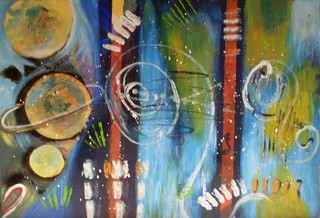 Grand cosmos : peinture acrylique sur toile 73 cm x 50 cm